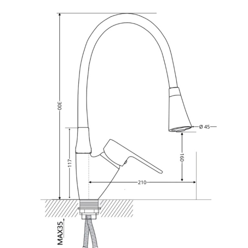 Змішувач для кухні Lidz Tani 008F3 з гнучким виливом (k40) White / Chrome LDTAN008F3WCR37037