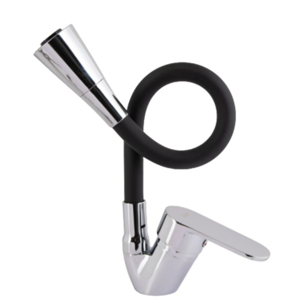 Змішувач для кухні Lidz Tani 008F3 з гнучким виливом (k40) Black / Chrome LDTAN008F3BCR39484