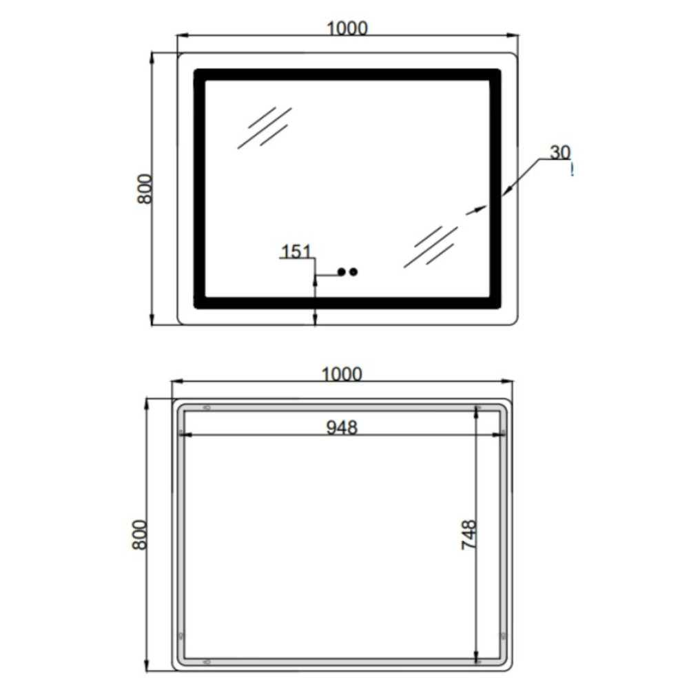 Дзеркало Lidz Kubis (KU2) 1000х800 мм з LED-підсвічуванням Touch LD78LF6141008048450