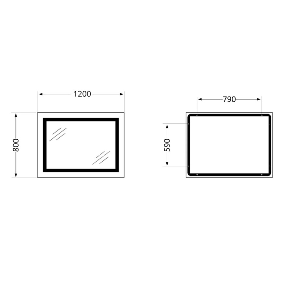 Дзеркало Lidz Kubis (KU1) 1200х800 мм з LED-підсвічуванням Touch LDKUB120080049008