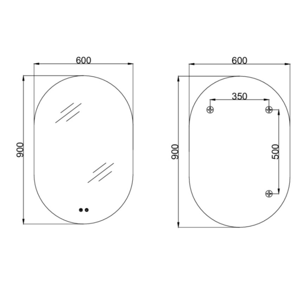 Дзеркало Qtap Scorpio (SC1) 600x900 мм, овальне, з LED-підсвічуванням Touch QTSC600900
