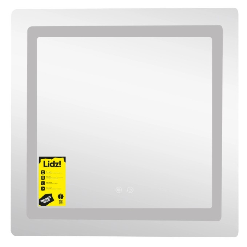 Дзеркало Lidz Kubis (KU2) 700х700 мм, прямокутне, з LED-підсвічуванням Touch LDKU70070049288