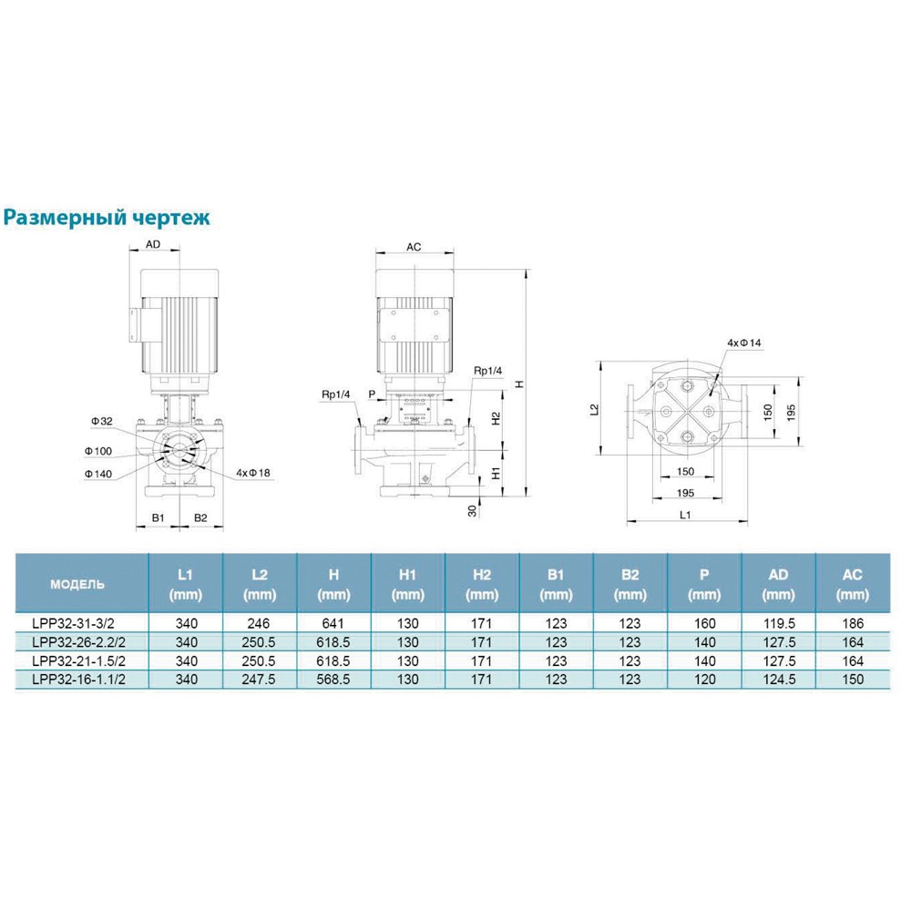 Насос циркуляційний вертикальний Leo 3.0 LPP32-31-3/2 380В 3кВт Hmax 36.5м Qmax 617л/хв (7714063)