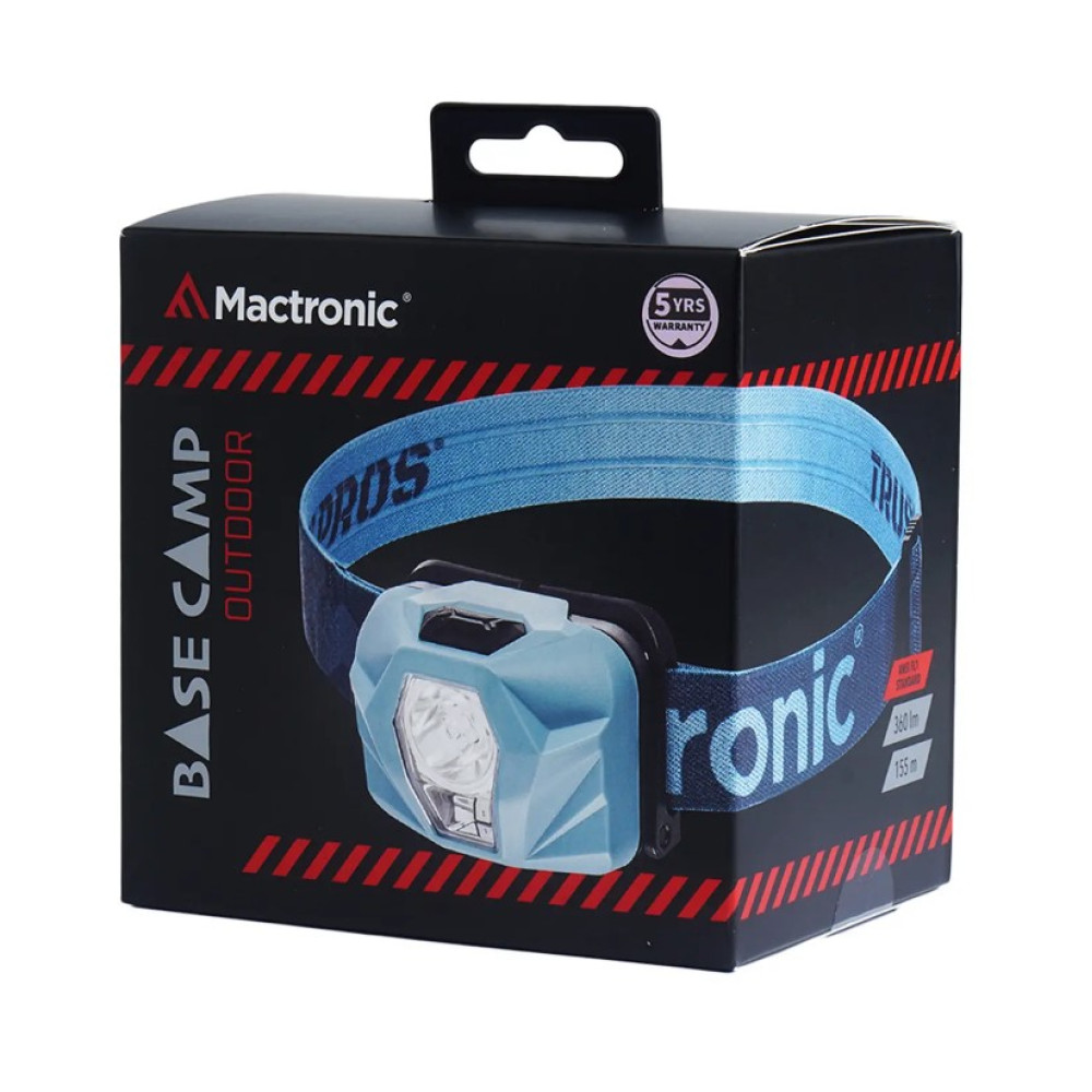 Ліхтар налобний Mactronic Base Camp (360 Lm) Cool White/Warm White/Red LED USB Recharge (AHL0112) (DAS301510)