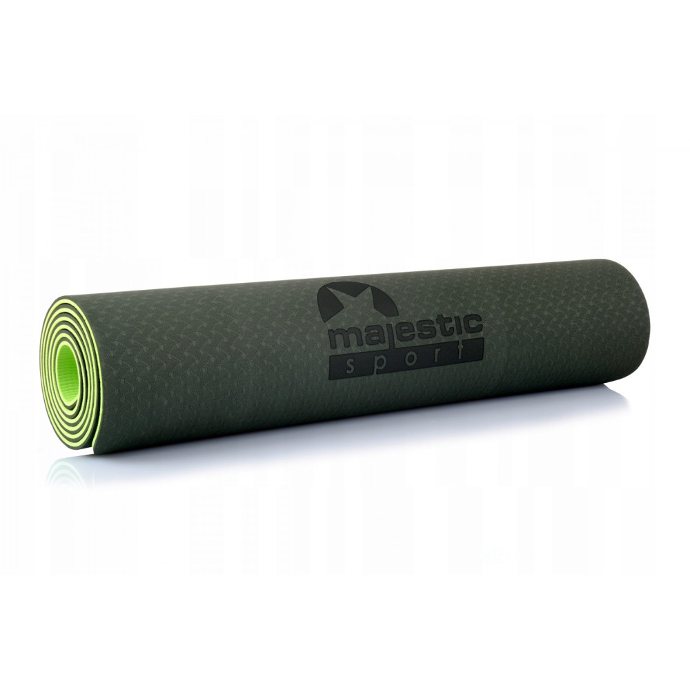 Килимок спортивний Majestic Sport TPE 6 мм для йоги та фітнесу Navy Green/Green (GVT5010/G)