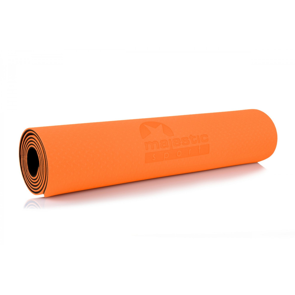 Килимок спортивний Majestic Sport TPE 6 мм для йоги та фітнесу Orange/Black (GVT5010/O)