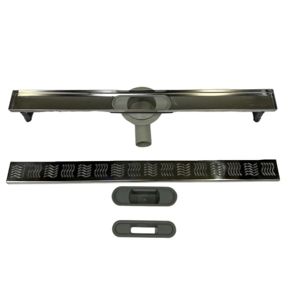 Душевой канал с горизонтальным фланцем Maxiflow Standart Line 60 см 360° решетка Волна 4013.00360K.060.1
