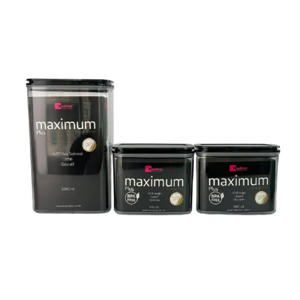 Набір акрилових контейнерів Motek Max Plus 3 шт з кришкою (1,1 л + 2,25 л + 1,1 л) (MAXP-SET 2)