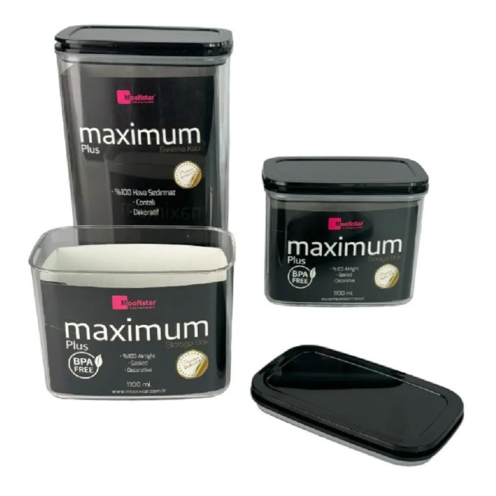 Набір акрилових контейнерів Motek Max Plus 3 шт з кришкою (1,1 л + 2,25 л + 1,1 л) (MAXP-SET 2)