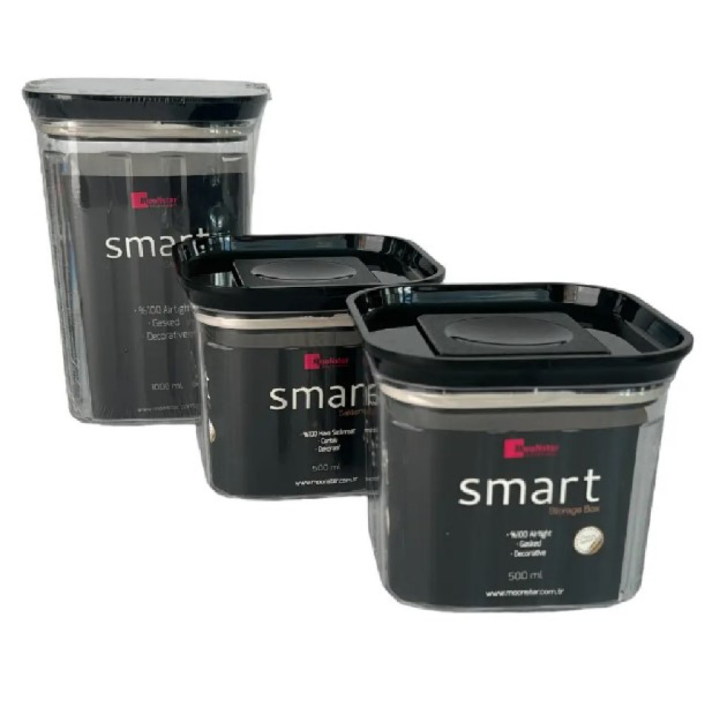 Набір акрилових контейнерів Motek Smart 3 шт з кришкою (0,5 л + 0,5 л + 1 л) (SM-SET)