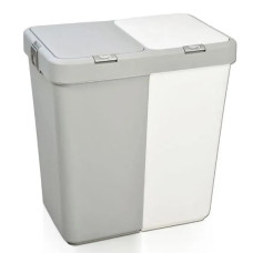 Корзина для белья Motek двойная белая/серая 40+40 л (MT-09)