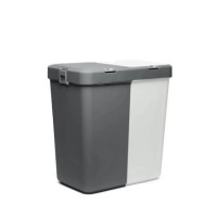 Корзина для белья Motek двойная белая/антрацит 40+40 л (MT-09)