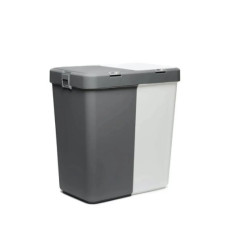 Корзина для белья Motek двойная белая/антрацит 40+40 л (MT-09)