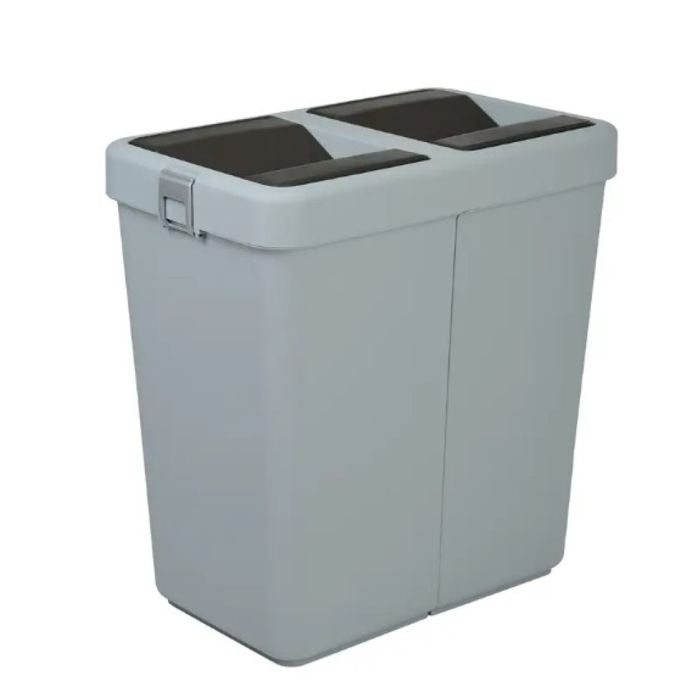 Відро для сміття Motek на 40 л + 40 л з поворотною кришкою 55х35.5х59 см Сіре (COB-414)