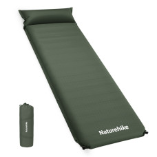 Килимок самонадувний одномісний з подушкою Naturehike CNK2450WS020, 100 мм, темно-зелений (6927595712733)