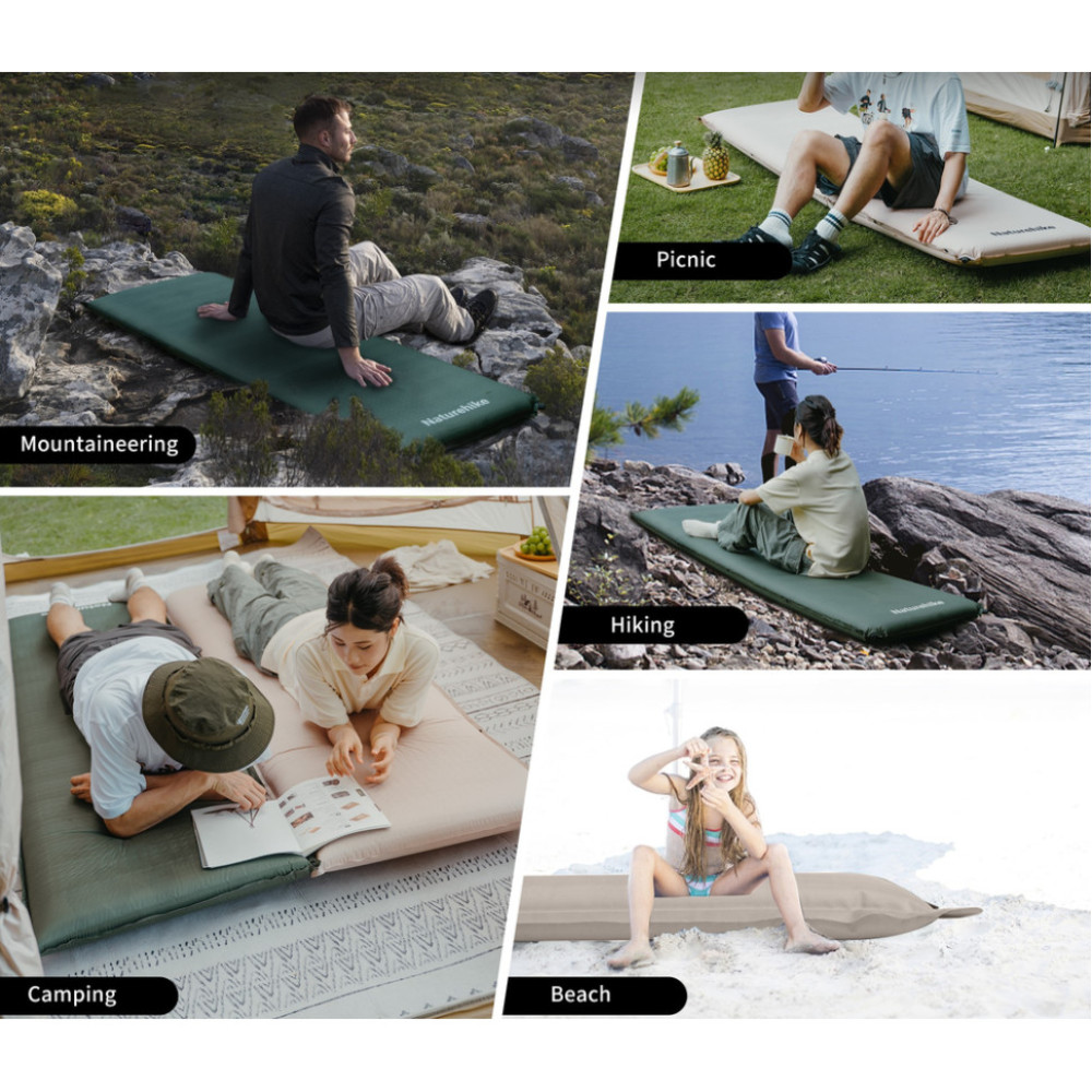 Килимок самонадувний одномісний Naturehike CNK2450WS020, 100 мм, темно-зелений (6927595712740)