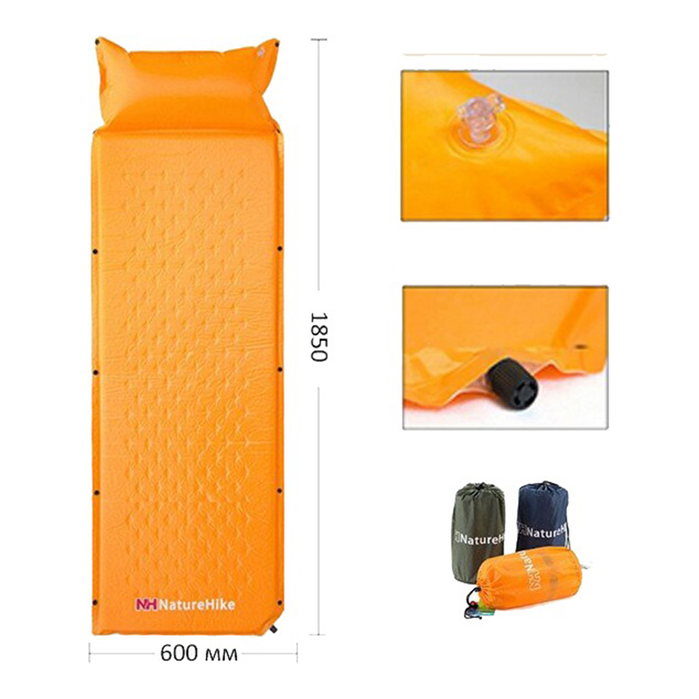 Килимок самонадувний з подушкою Naturehike NH15Q002-D 25мм помаранчевий (6927595782576)