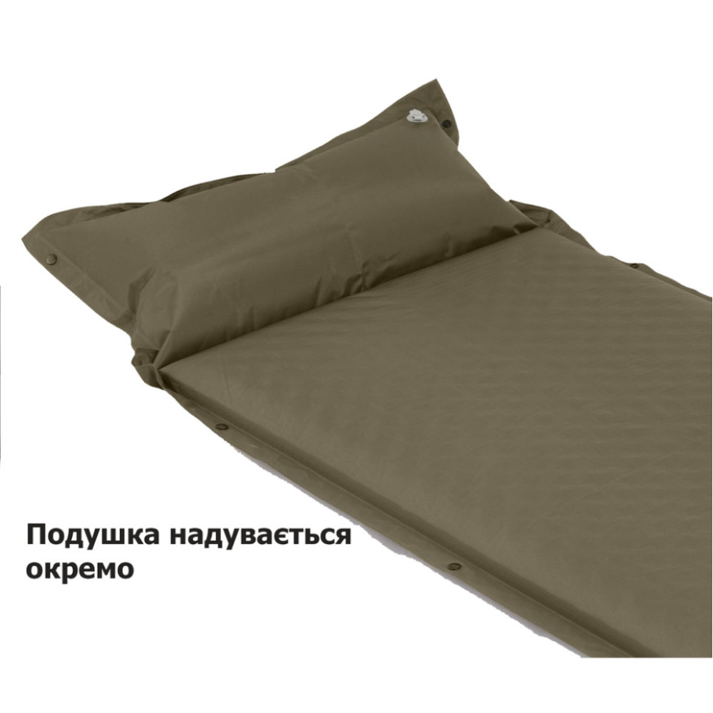 Килимок самонадувний одномісний з подушкою Naturehike CNK2300DZ014, 30мм, темно-зелений (6976023923364)