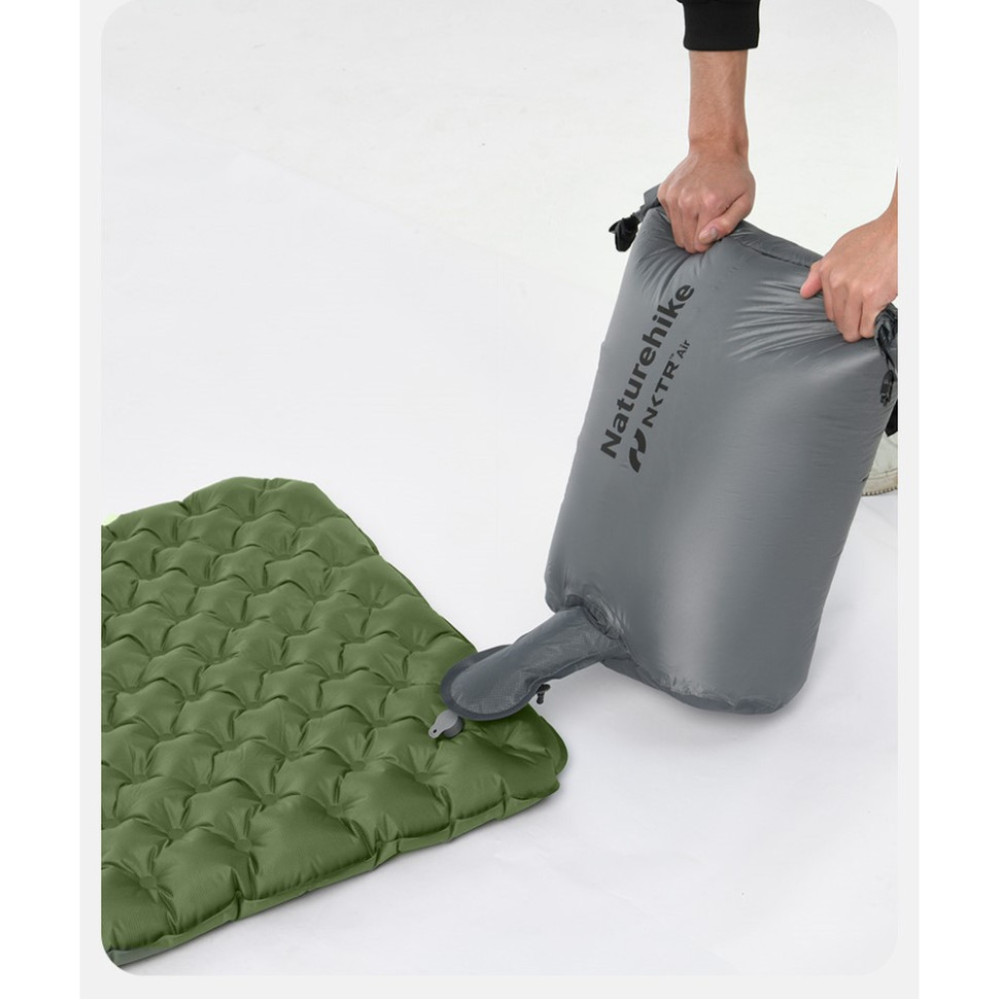 Матрац надувний надлегкий Naturehike CNK2450WS014, із мішком для надування, прямокутний зелений 186 см (6976023926808)