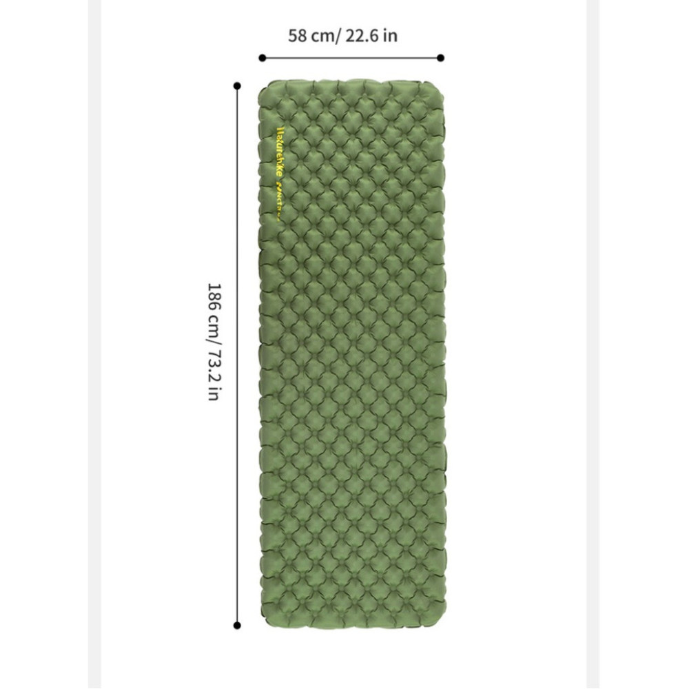 Матрац надувний надлегкий Naturehike CNK2450WS014, із мішком для надування, прямокутний зелений 186 см (6976023926808)