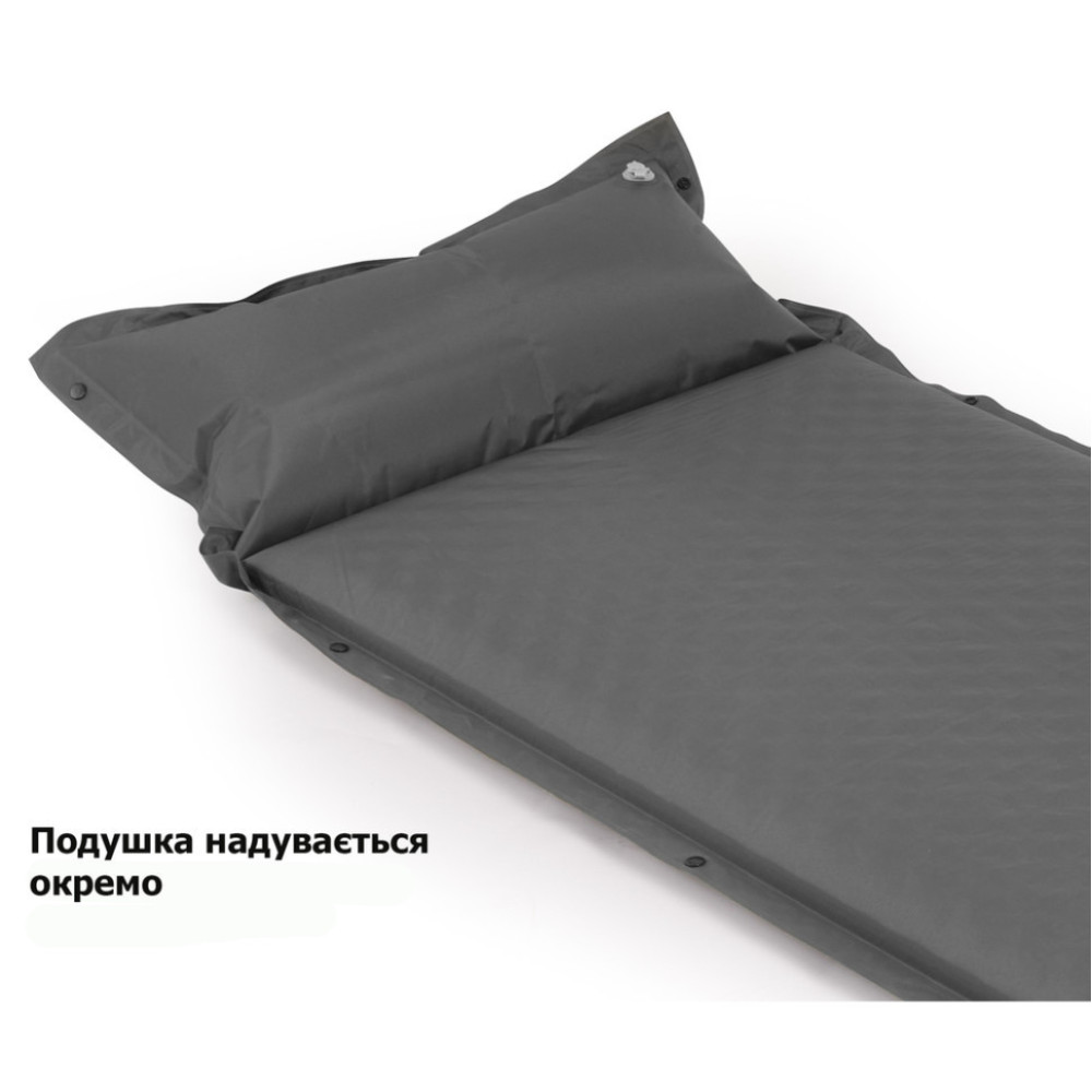 Килимок самонадувний одномісний з подушкою Naturehike CNK2300DZ014, 60мм, графіт (6976507663953)