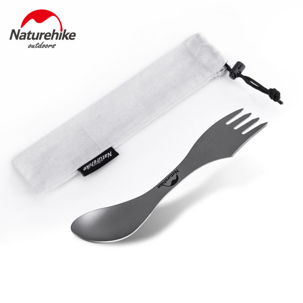 Ложка-виделка-ніж Naturehike Titanium NH19T012 титан