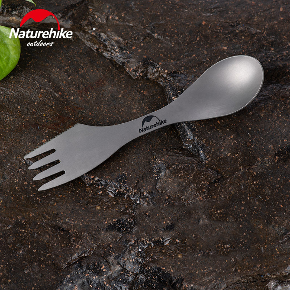 Ложка-виделка-ніж Naturehike Titanium NH19T012 титан