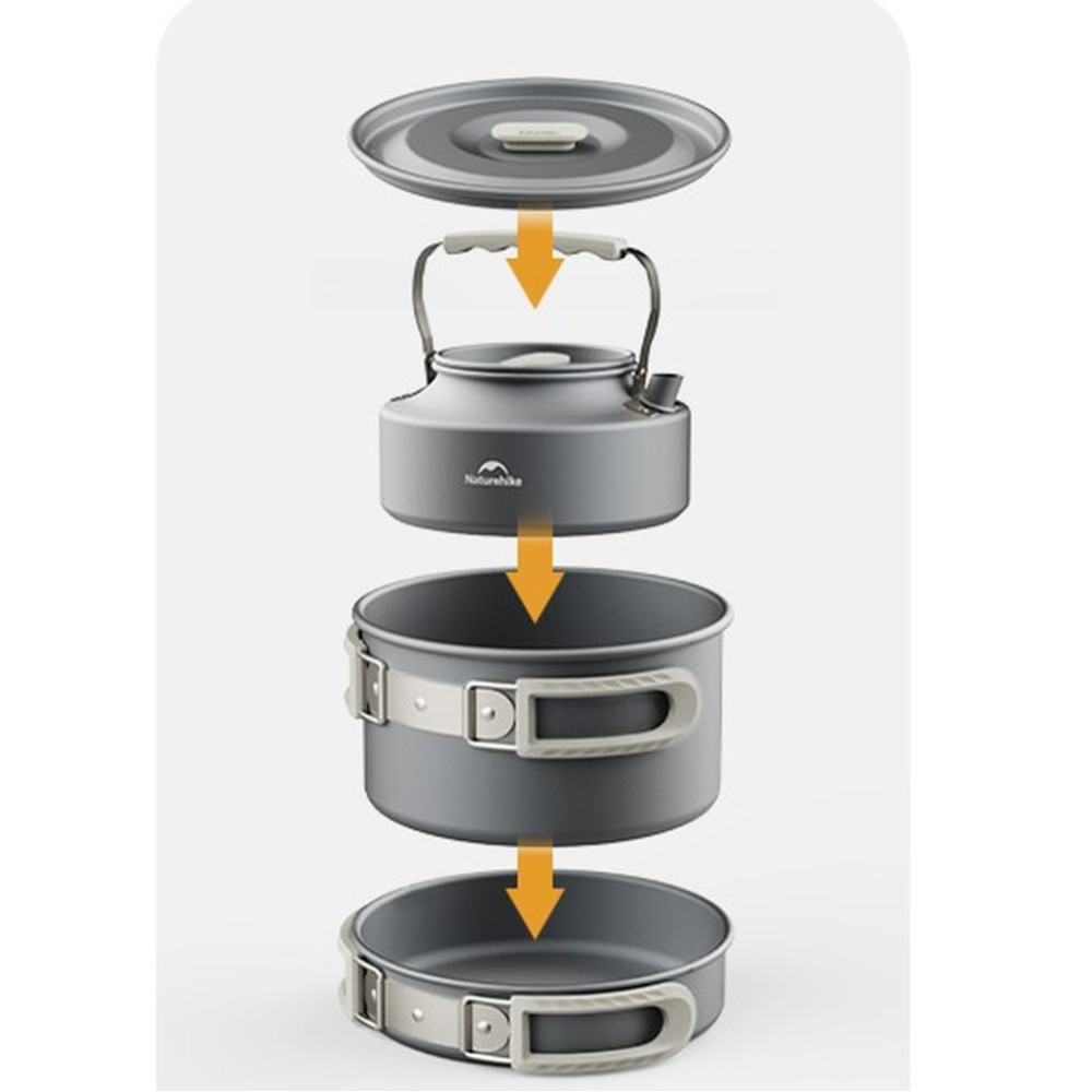 Набір посуду Naturehike CNK2450CF010 (каструля, сковорідка, чайник), алюміній (6976507663304)