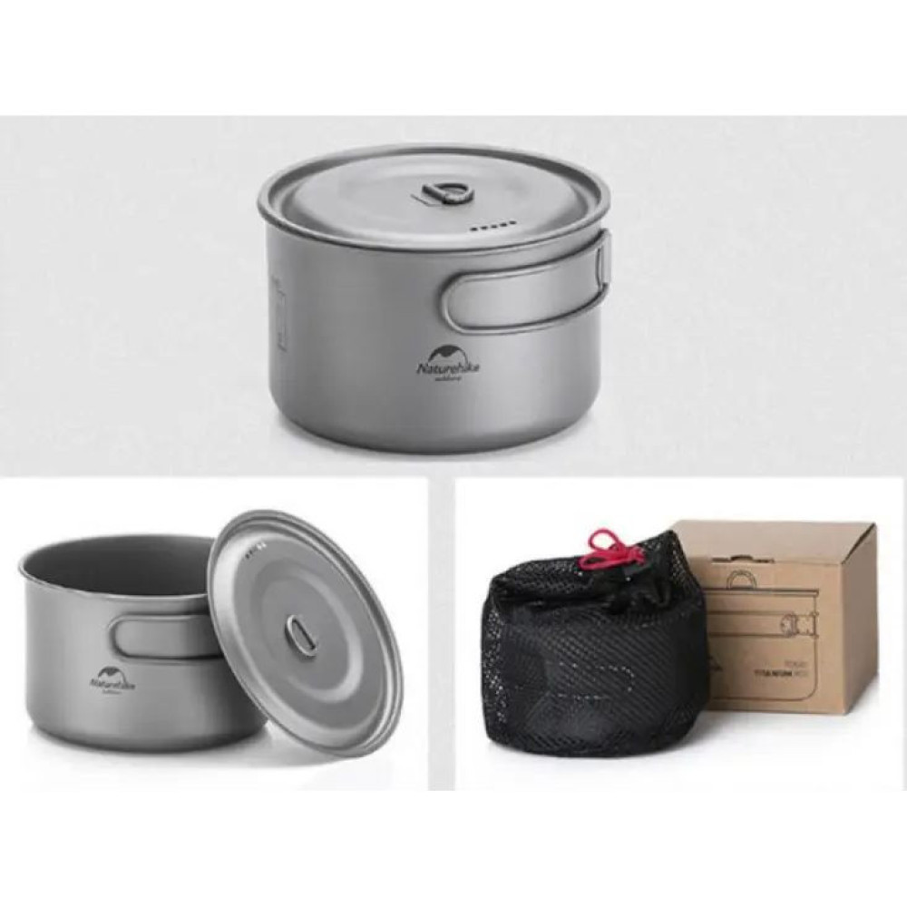 Каструля титанова Naturehike зі складною ручкою 1300 мл NH18T202-B (6927595733561)