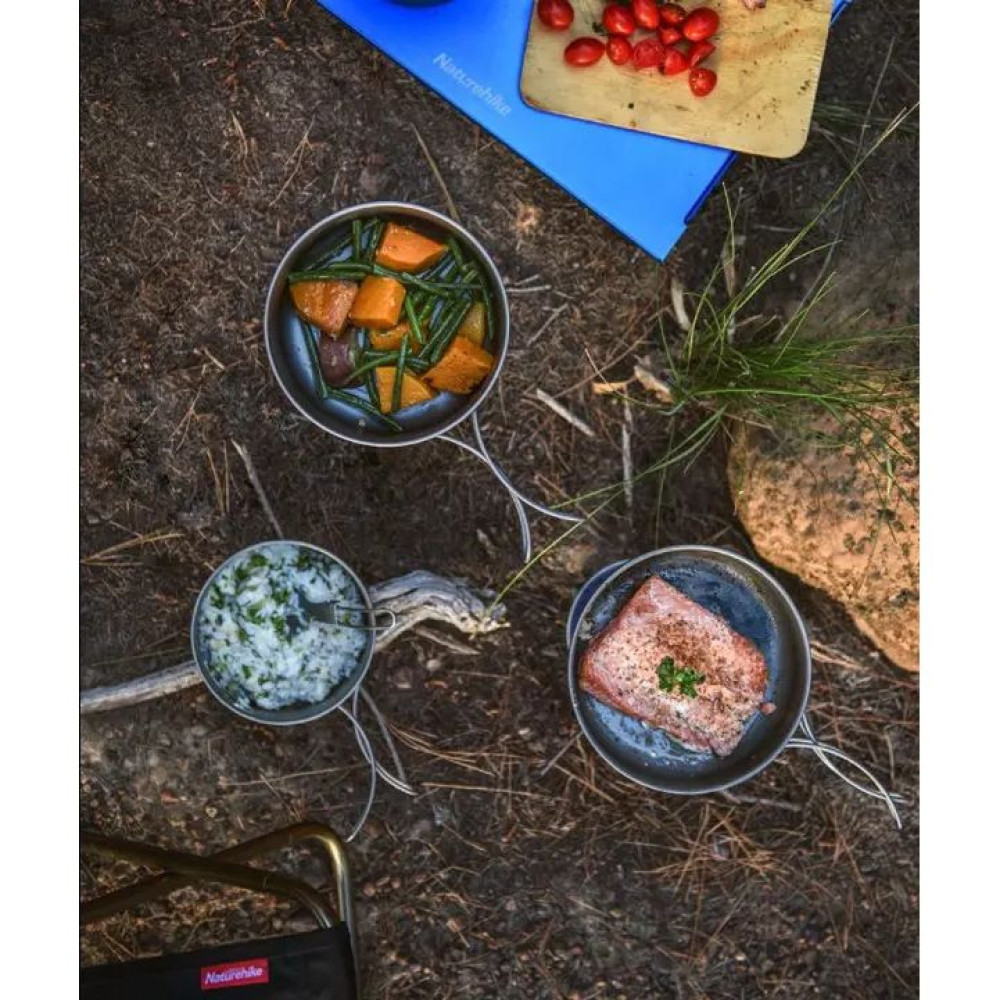Каструля титанова Naturehike зі складною ручкою 1300 мл NH18T202-B (6927595733561)