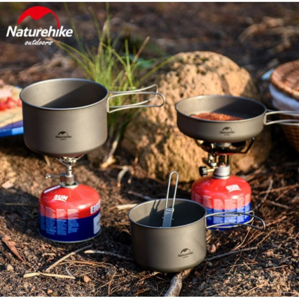 Каструля титанова Naturehike зі складною ручкою 1300 мл NH18T202-B (6927595733561)