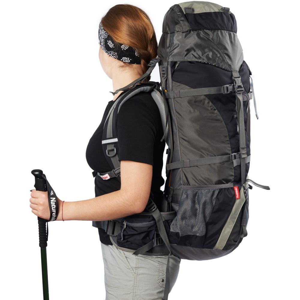 Рюкзак туристичний Naturehike NH70B070-B 70 л + 5 л чорно-сірий