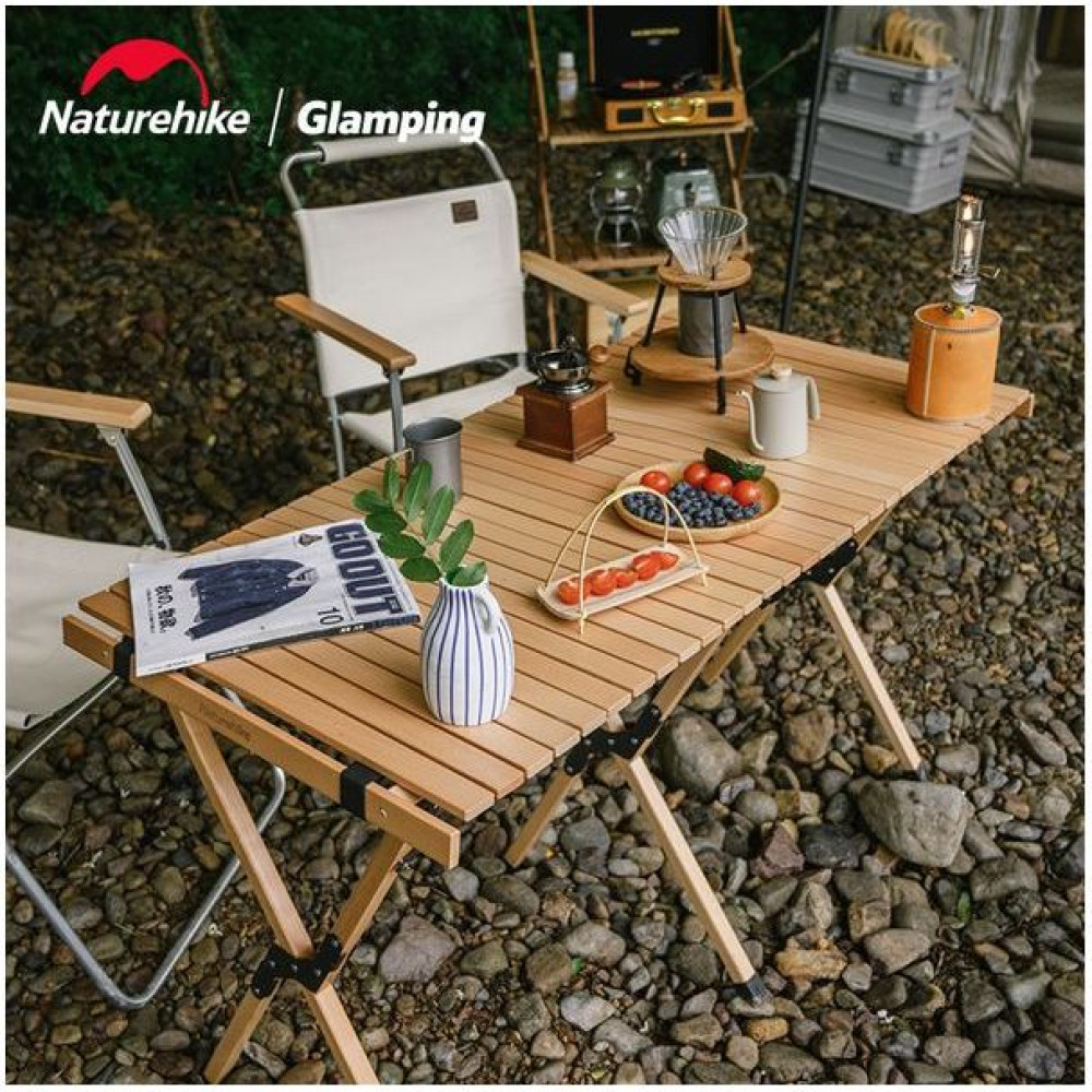 Стіл розкладний дерев'яний Naturehike NH19JJ009, світле дерево, великий (6927595707388)