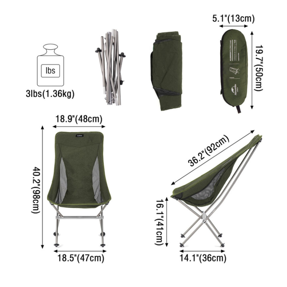Стілець складаний Naturehike YL06 NH18Y060-Z, зелений (6927595795866)