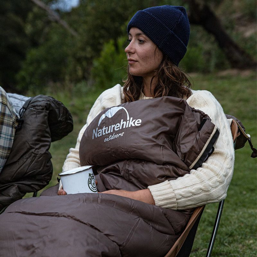 Спальник з капюшоном Naturehike U250 NH20MSD07, (6°C), правий, коричневий (6927595767207-R)
