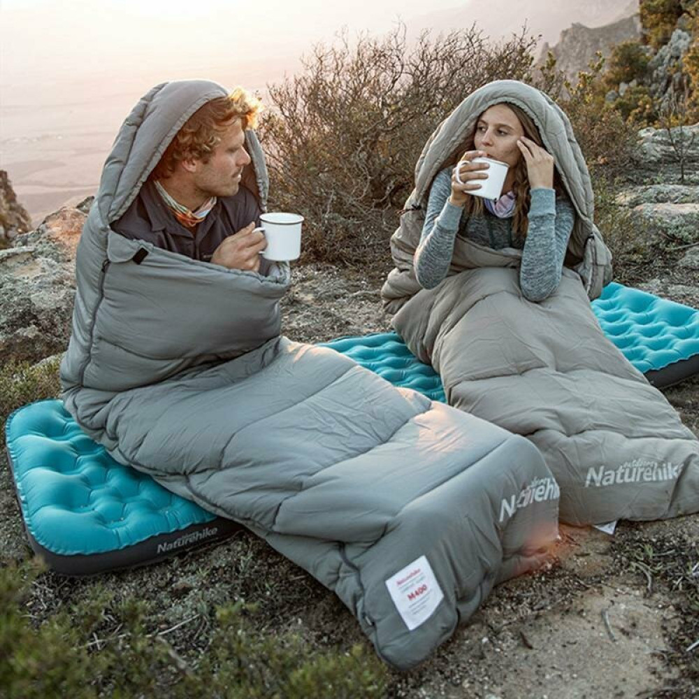 Спальник з капюшоном Naturehike M400 NH20MSD02, (1°C), правий, зелений (6927595776087)