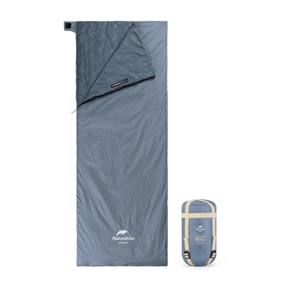 Спальник надлегкий Naturehike Ultralight LW180 NH21MSD09 правий, (15°C), p-p M, сіро-синій (6927595777947-R)