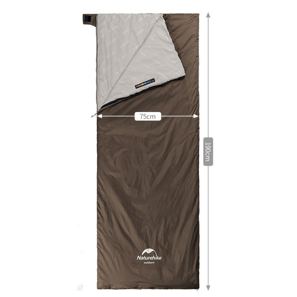 Спальник надлегкий Naturehike Summer LW180 NH21MSD09 лівий, (15°C), p-p M, коричневий (6927595777954-L)