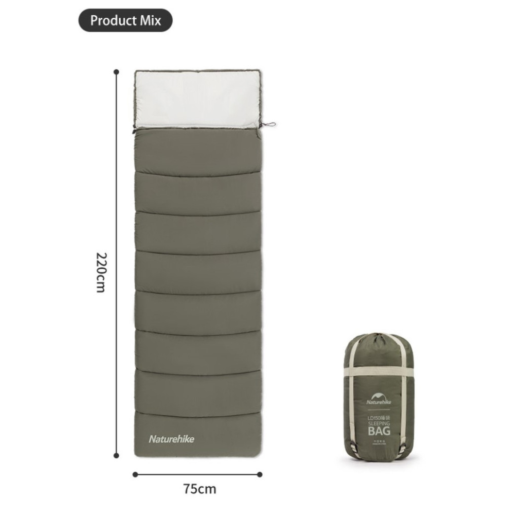 Спальник з капюшоном Naturehike LD250 CNK2300SD016, темно-зелений (6976023921797)