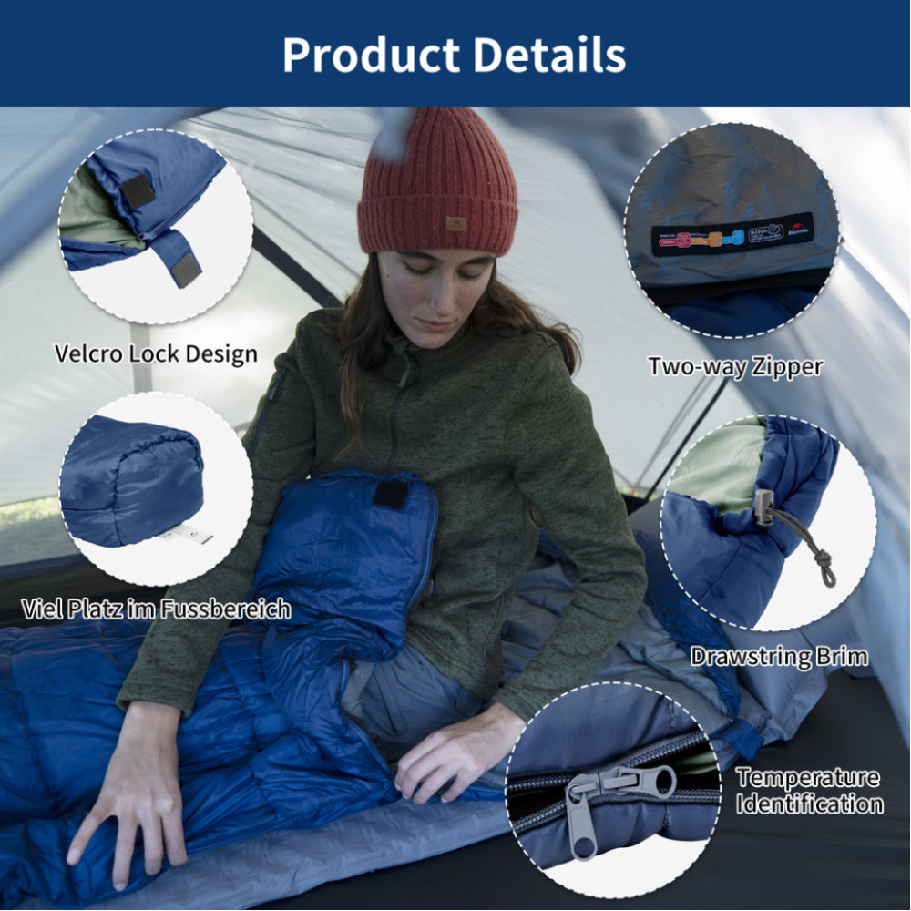 Спальник з капюшоном Naturehike MJ300 CNK2300SD014, темно-блакитний (6976023923081)