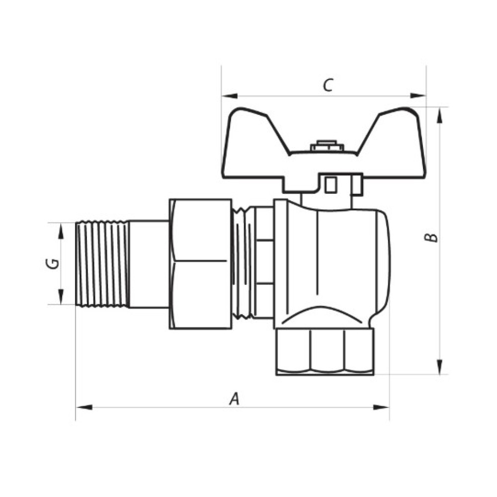 Кран кульовий з американкою Nolf 1/2" кутовий №941 (NF2964)