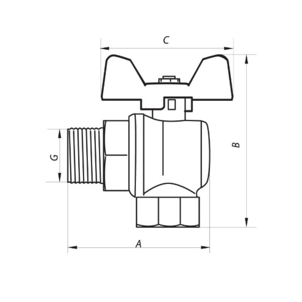 Кран шаровой Nolf 1/2" угловой №741 (NF2967)