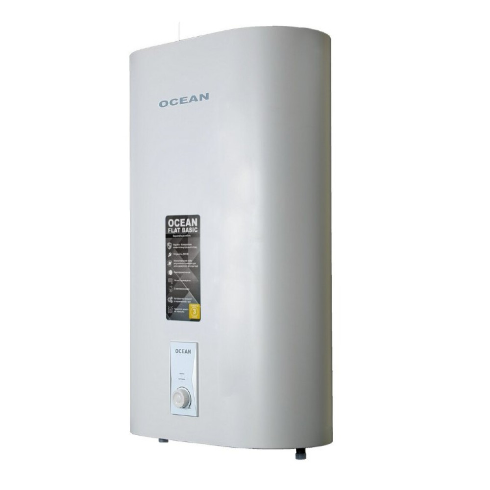 Водонагреватель Ocean FLAT BASIC 80 Л, 2,0 кВт, "мокрый", прямоугольный, вертикальный, белый (RZB80M ET+WT)