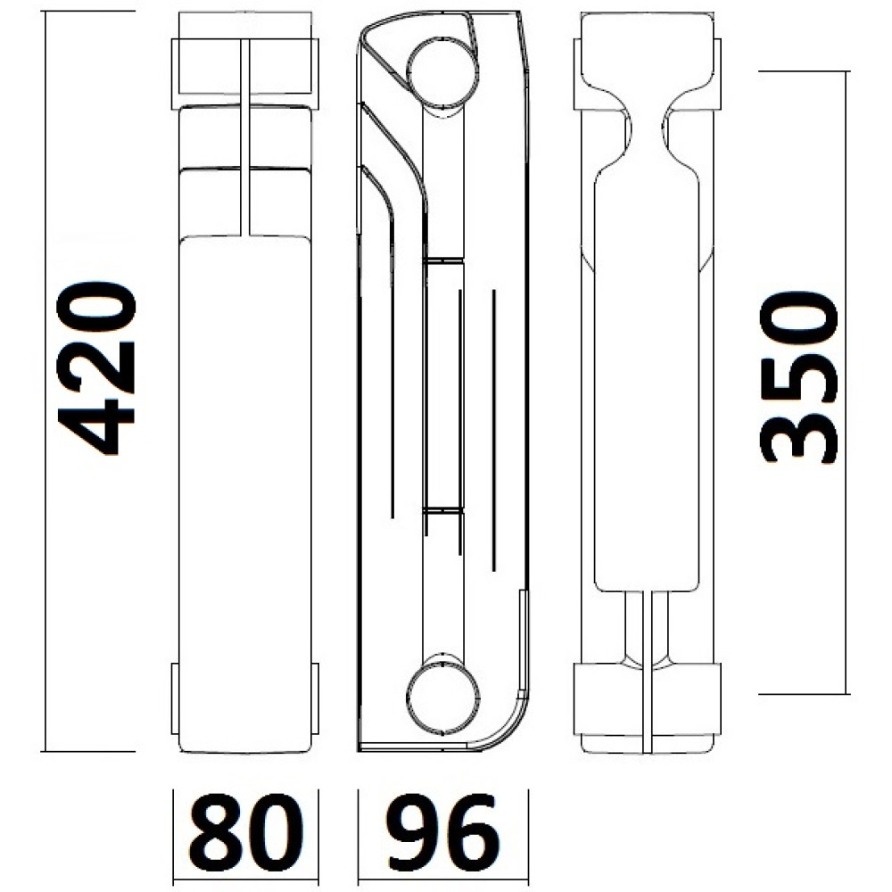Радиатор биметаллический секционный Queen Therm 350/96 (21821)