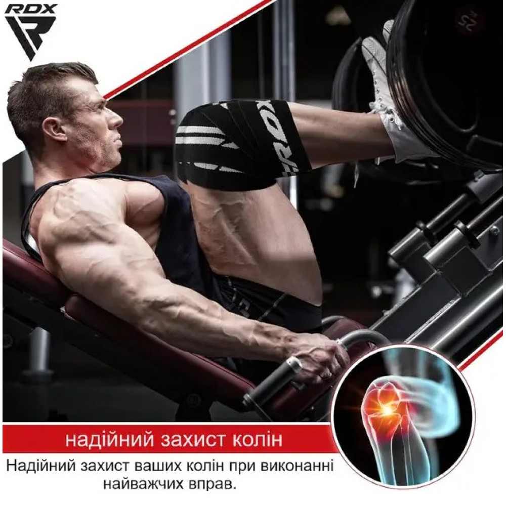 Бинти на коліна RDX K1 GYM Knee Wraps Full Black (WAH-K1FB)