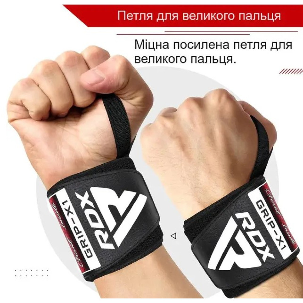 Бинты для запястий (кистевые бинты) RDX GYM WRIST WRAP R11 BLACK/ BLUE (WAH-WR11BU)