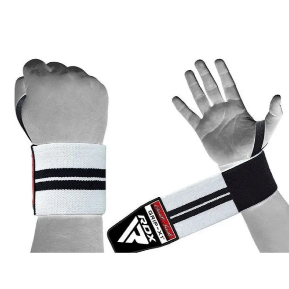 Бинты для запястий (кистевые бинты) RDX W2 Gym Wrist Wraps BLACK/WHITE PLUS (WAH-W3W+)