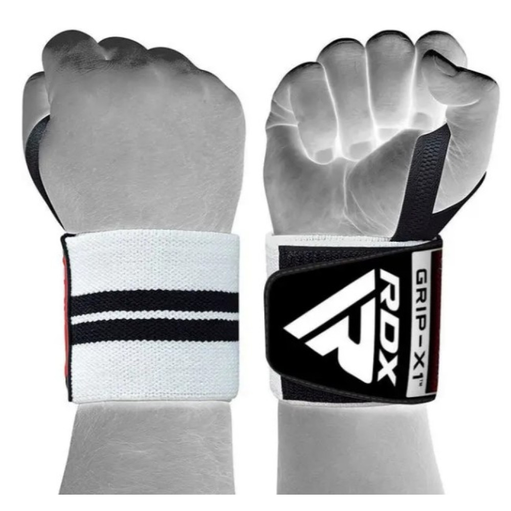 Бинты для запястий (кистевые бинты) RDX W2 Gym Wrist Wraps BLACK/WHITE PLUS (WAH-W3W+)