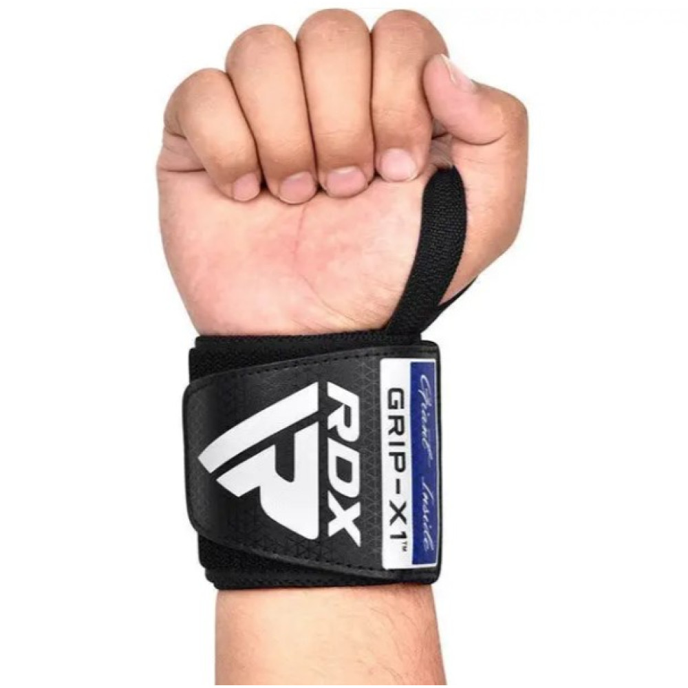Бинты для запястий (кистевые бинты) RDX GYM WRIST WRAP R11 BLACK/ BLUE (WAH-WR11BU)