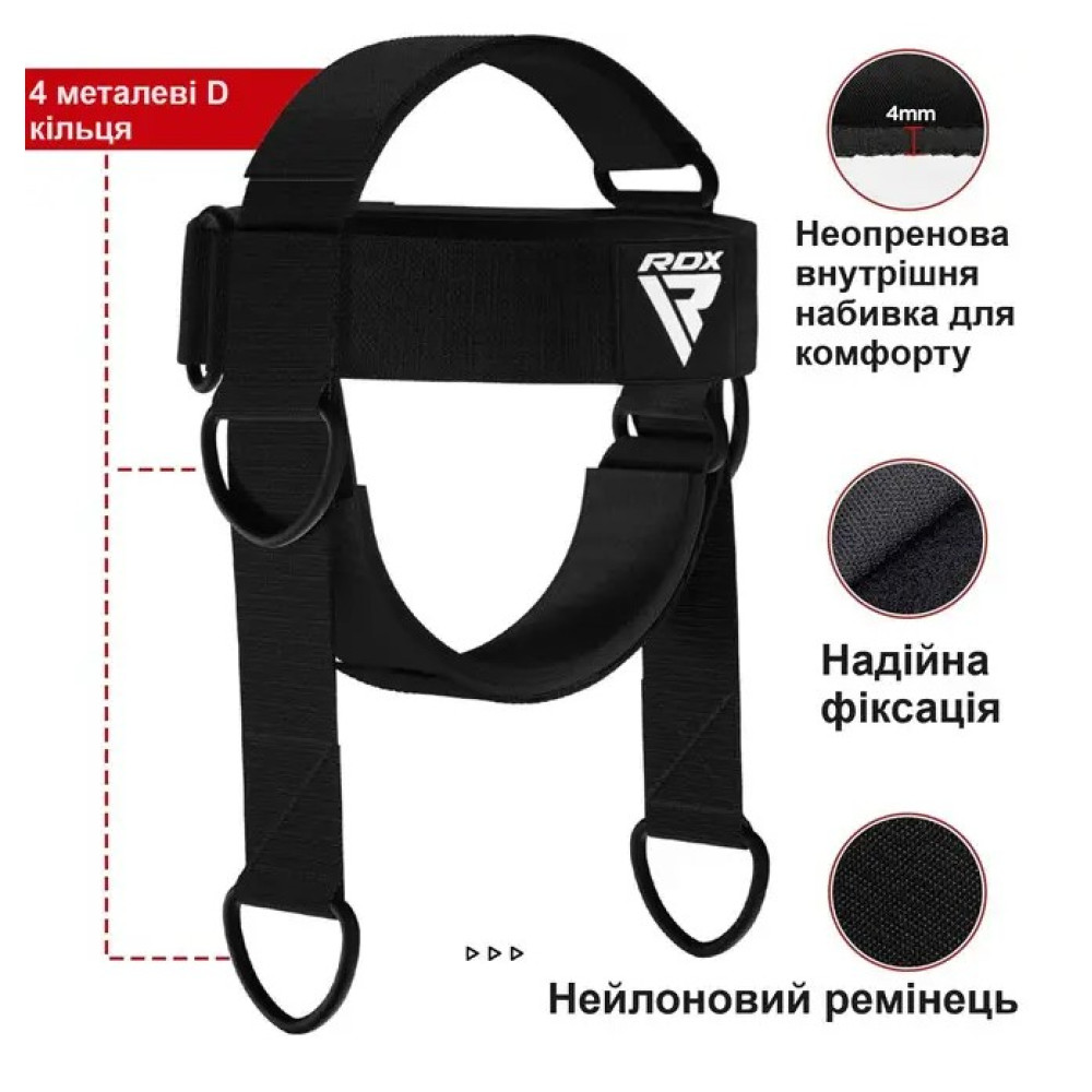 Тяга для шиї RDX H2 Neck Harness Black Plus (WAN-H2B+)